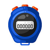 Icon of timer stopwatch in flat style. Stylized sport equipment illustration.