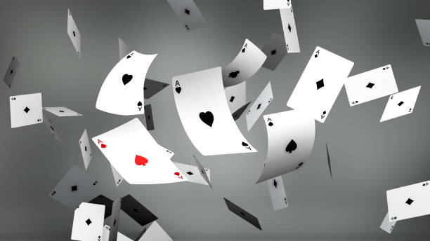 istock Scene of playing poker cards aces flying and falling 1200777941