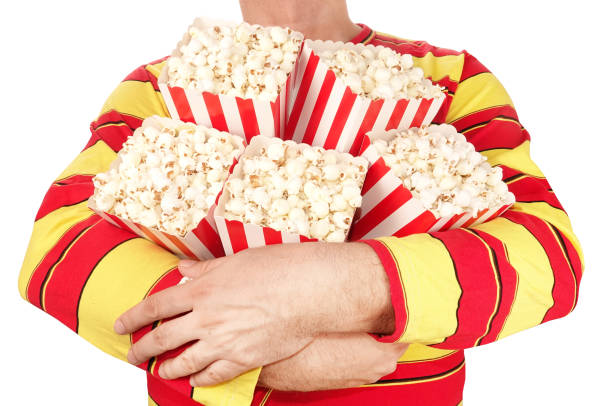 Here are classic popcorn striped boxes, with red and white stripes.