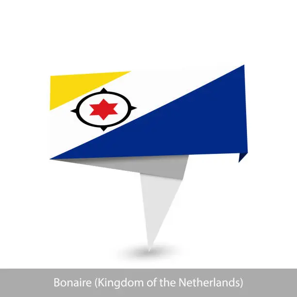 Vector illustration of Bonaire (Kingdom of the Netherlands) Country flag. Paper origami banner