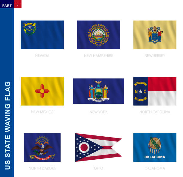 stany zjednoczone wymachując kolekcją flag w oficjalnej proporcji, dziewięć wektorowej flagi. - flag of oklahoma stock illustrations