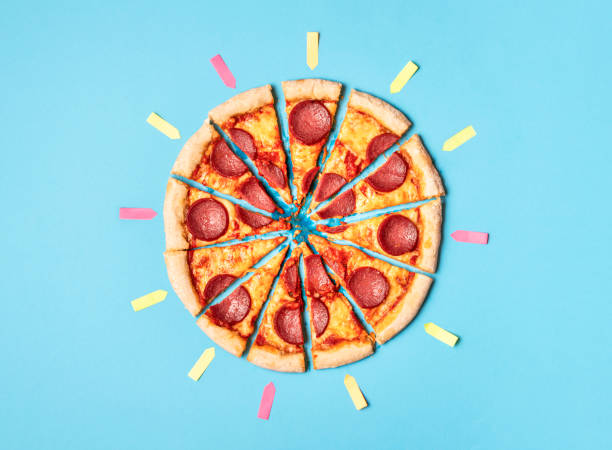 istock Sliced pizza pepperoni and empty tags. Pizza salami slices 1200783818