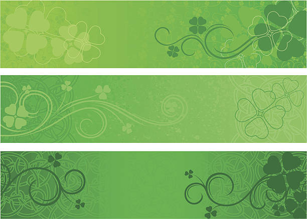 녹색 배너 설정 - irish culture st patricks day backgrounds nobody stock illustrations