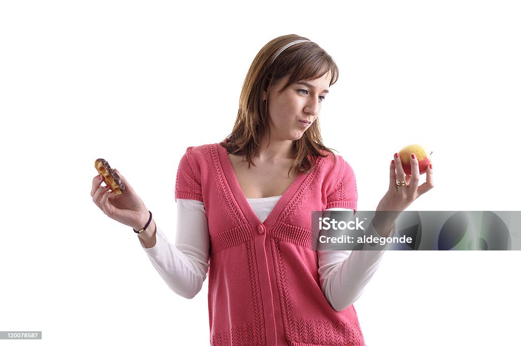 Versucht zwischen Abfall und gesunde Speisen - Lizenzfrei Apfel Stock-Foto