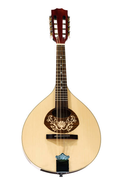 mandolina wyizolowana na białym tle - plucking an instrument zdjęcia i obrazy z banku zdjęć