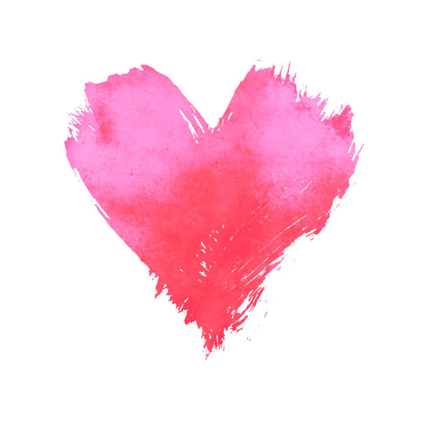 istock Pink watercolor painted heart shape on white 1200787145