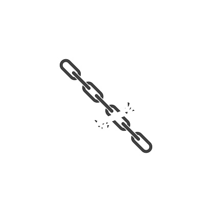 Vector icon broken chain on white background.  Layers grouped for easy editing illustration. For your design