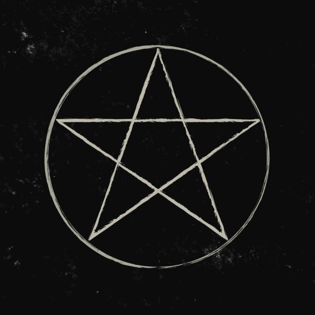 Pentacle isolated on dark background. Magic vector decorative elements Pentacle isolated on dark background. Magic decorative elements pentagram stock illustrations