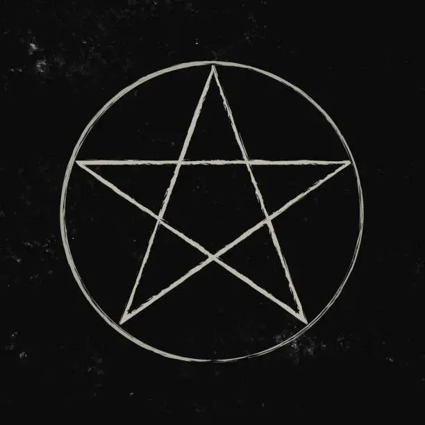 Vector illustration of Pentacle isolated on dark background. Magic vector decorative elements