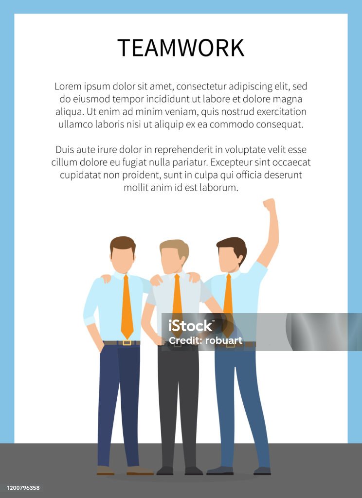 Frame Design Teamwork Teamwork Card With Blue Frame Vector Illustration Stock Illustration ...