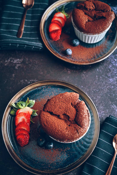 istock Chocolate Souffle Served with Strawberries 1200801939