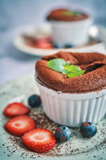 istock Chocolate Souffle Served with Strawberries 1200801942