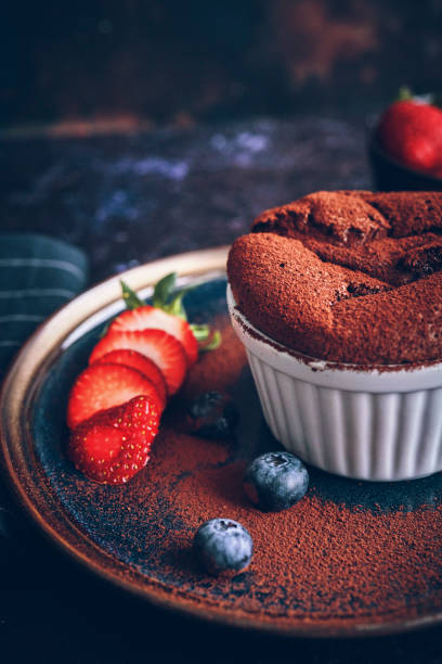 istock Chocolate Souffle Served with Strawberries 1200802029