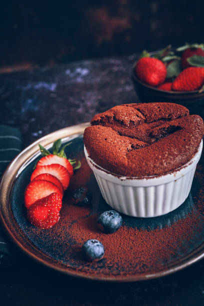 istock Chocolate Souffle Served with Strawberries 1200802035