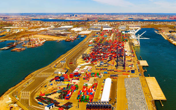istock Aerial view to global container terminal in Bayonne reflex 1200804857
