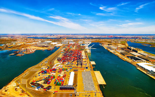 istock Aerial view on global container terminal in Bayonne reflex 1200804942