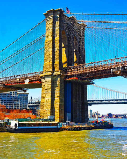 istock Brooklyn bridge above East River reflex 1200804978