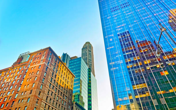 istock Bottom up view of Manhattan Skyscrapers reflex 1200805328