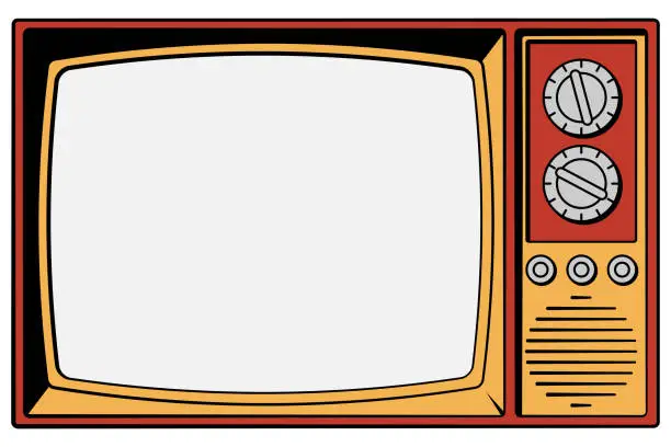 Vector illustration of Vintage TV on a white background with isolated screen