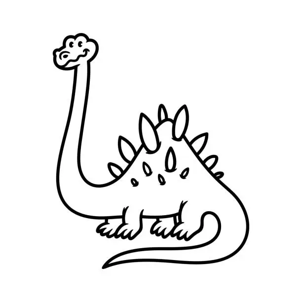 Vector illustration of Dinosaur funny character outline illustration.