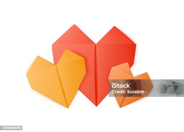 Origami Hearts Stock Illustration - Download Image Now - Heart Shape, Origami, Paper