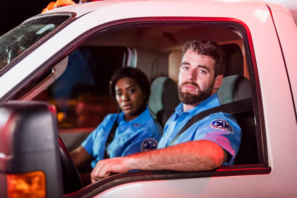 istock Paramedics driving an ambulance 1200806127