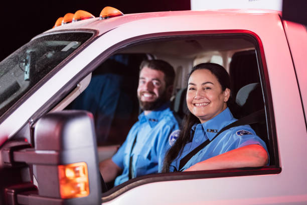 istock Paramedics driving an ambulance 1200806129