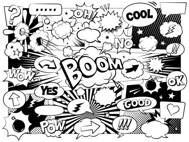 ilustrações de stock, clip art, desenhos animados e ícones de comic speech bubbles & design elements - balão de fala ilustrações