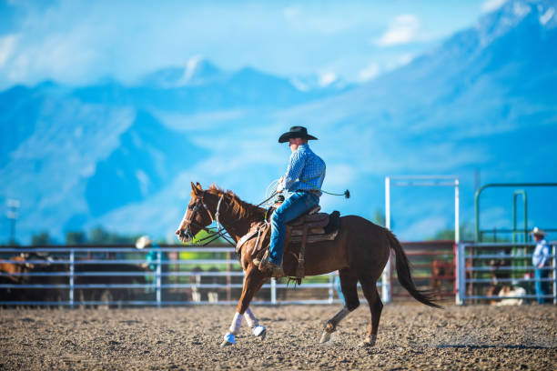 istock Cowboy warming up before event at a rodeo arena 1200811990