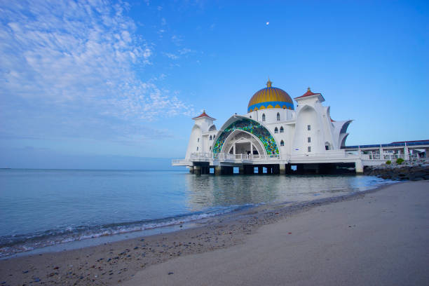 istock Majestic view of Malacca Straits Mosque during blue hour 1200812243