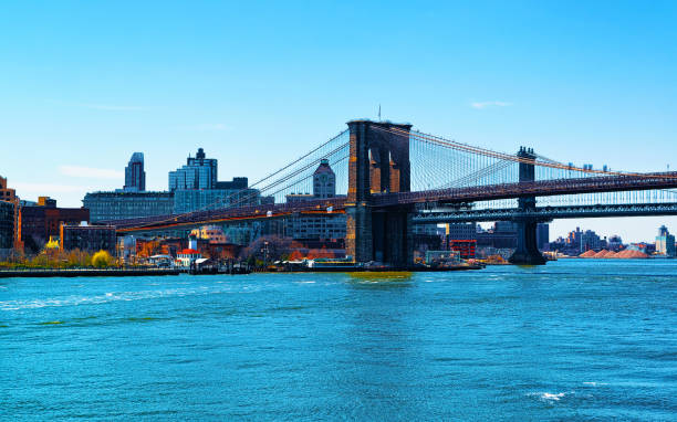 istock Brooklyn bridge and Manhattan bridge above East River 1200813105
