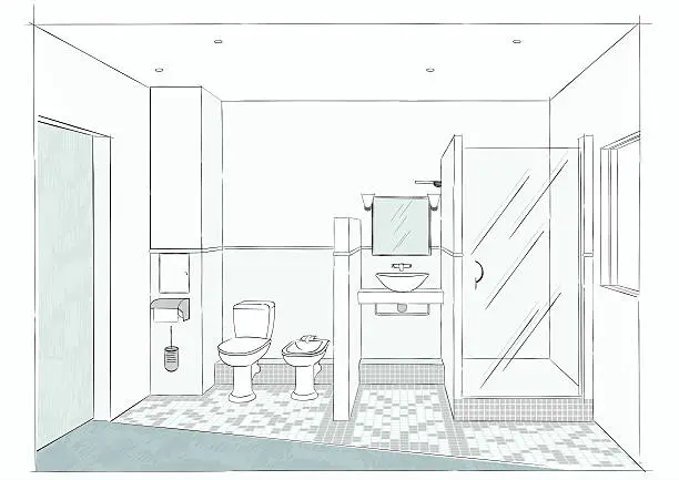 Vector illustration of Bathroom's sketch