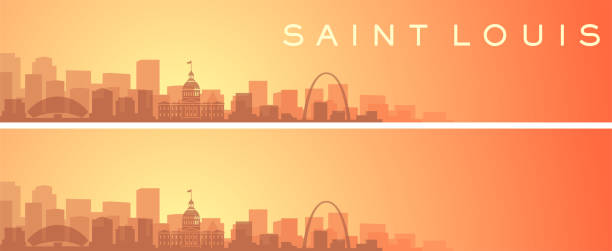 Saint Louis Beautiful Skyline Scenery Banner Saint Louis Beautiful Skyline Scenery Banner st louis skyline stock illustrations