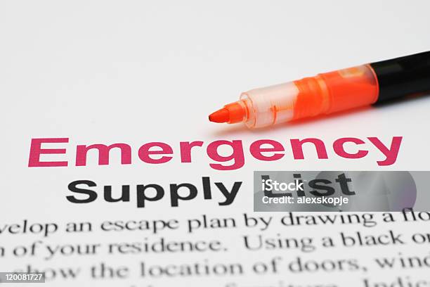 Emergency Supply List Stock Photo - Download Image Now - Accidents and Disasters, Advice, Arranging