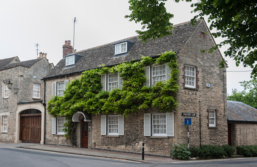Wisteria on Thomas Chaucer's House & servants' Cottage in the small town of Woodstock, Park Street - Oxfordshire, England - UK