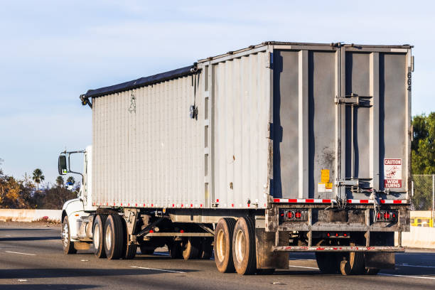 istock Truck driving on the freeway, California 1200832037
