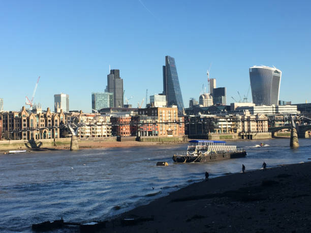 istock Thames London River view clear blue sky 1200833259