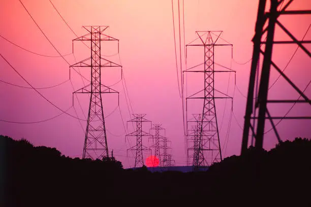 Photo of High Power Lines at Sunset