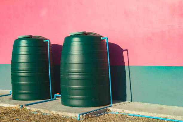 istock Green plastic water reserve tank. 1200835137