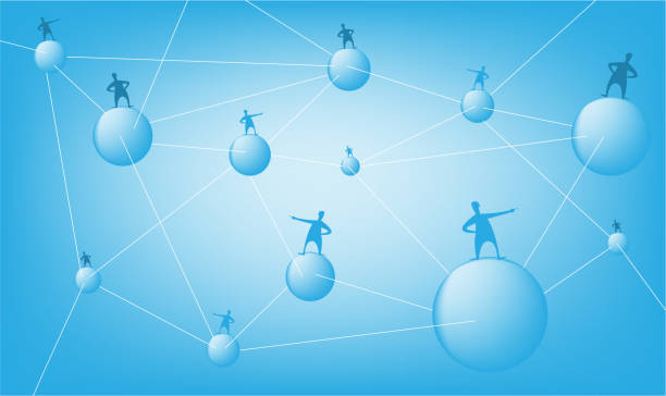 ilustraciones, imágenes clip art, dibujos animados e iconos de stock de redes - social networking abstract community molecular structure