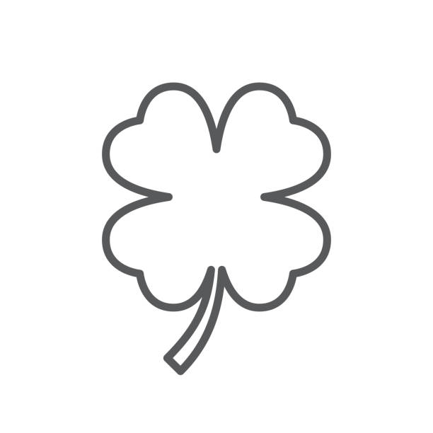 Four leaf clover line icon. Minimalist black icon isolated on white background. Clover simple silhouette. Web site page and mobile app design vector element. Four leaf clover line icon. Minimalist black icon isolated on white background. Clover simple silhouette. Web site page and mobile app design vector element. shamrock stock illustrations