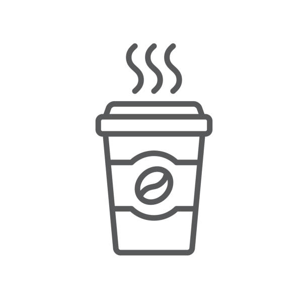 kaffeetasse linie symbol. minimalistische schwarze symbol isoliert auf weißem hintergrund. kaffeetasse einfache silhouette. websiteseite und mobile app design vektorelement. - kaffeetasse stock-grafiken, -clipart, -cartoons und -symbole