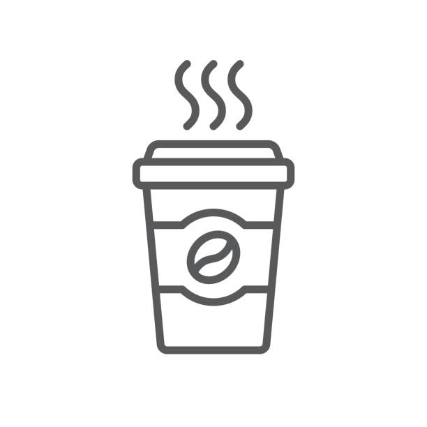 illustrazioni stock, clip art, cartoni animati e icone di tendenza di icona della linea della tazza di caffè. icona nera minimalista isolata su sfondo bianco. tazza di caffè silhouette semplice. elemento vettoriale di progettazione della pagina del sito web e dell'app mobile. - tazza da caffè