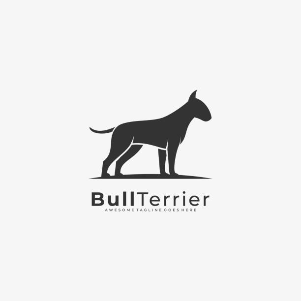 ilustrações, clipart, desenhos animados e ícones de silhueta do bull terrier da ilustração do vetor. - mammals