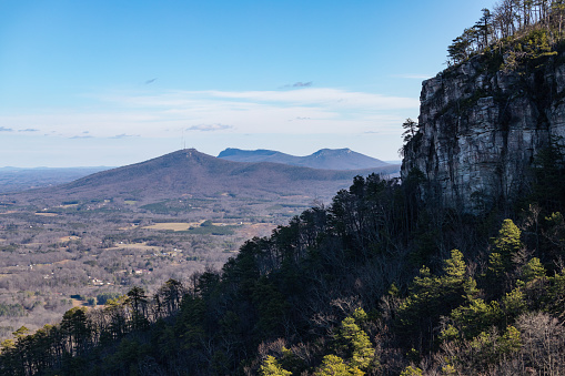 View of Hanging Rock from Pilot Mountain, North Carolina, in the winter.