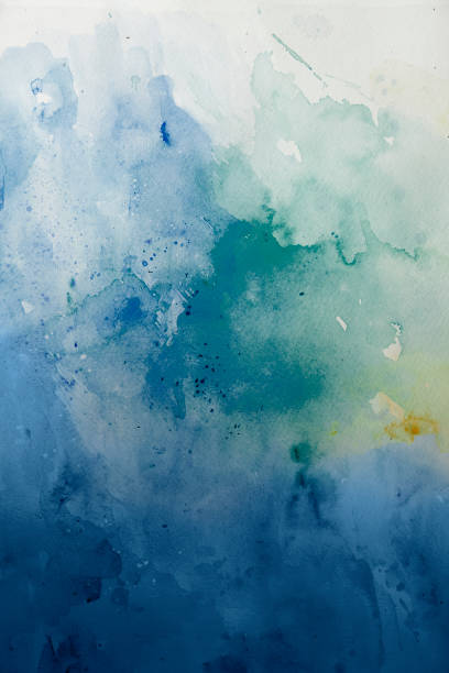 istock Blue and green watercolor with splashes - abstract sea 1200844616