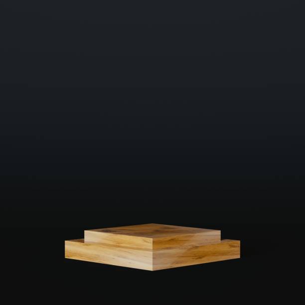 istock Wood floor poduim mockup stage 1200847043