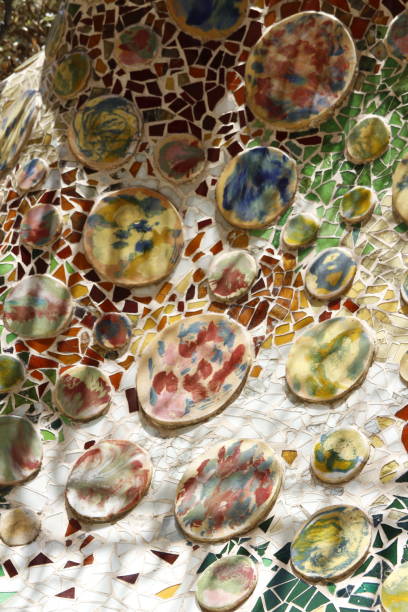 istock Mosaic tile design with broken pieces in different colour, size and tones with the sunlight 1200847161