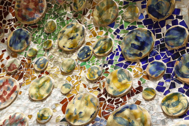 istock Mosaic tile design with broken pieces in different colour, size and tones with the sunlight 1200847170