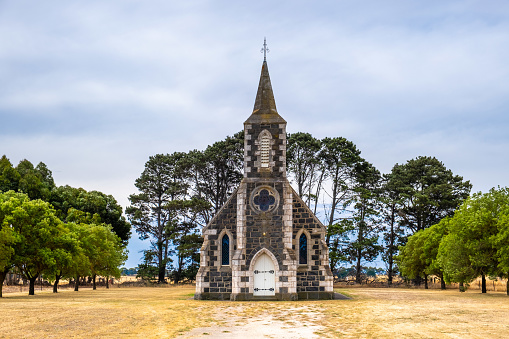 Façade of St. John Uniting Church in Streatham, Victoria, Australia